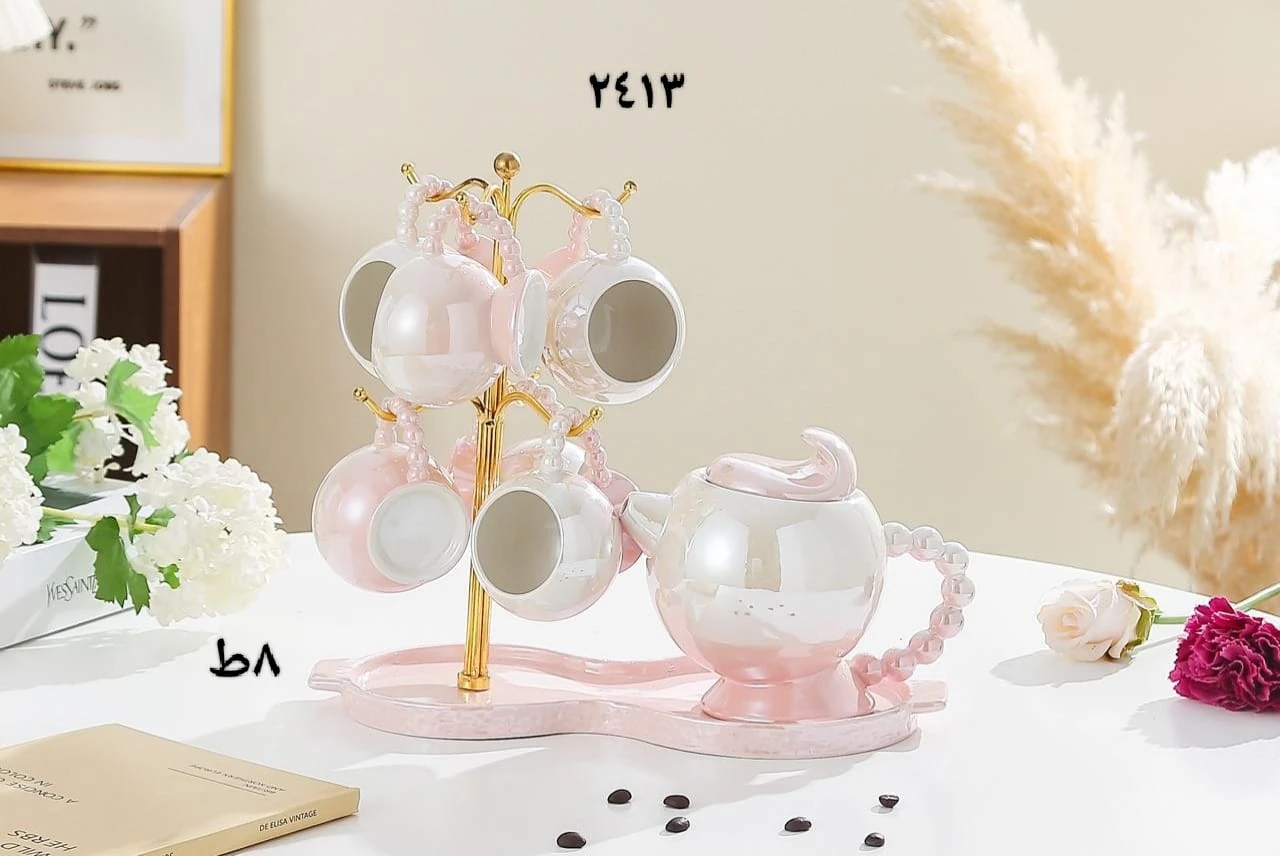 طقم قهوه بورسلين بلبراد والصنيه-منتجات ارشيا - مصر