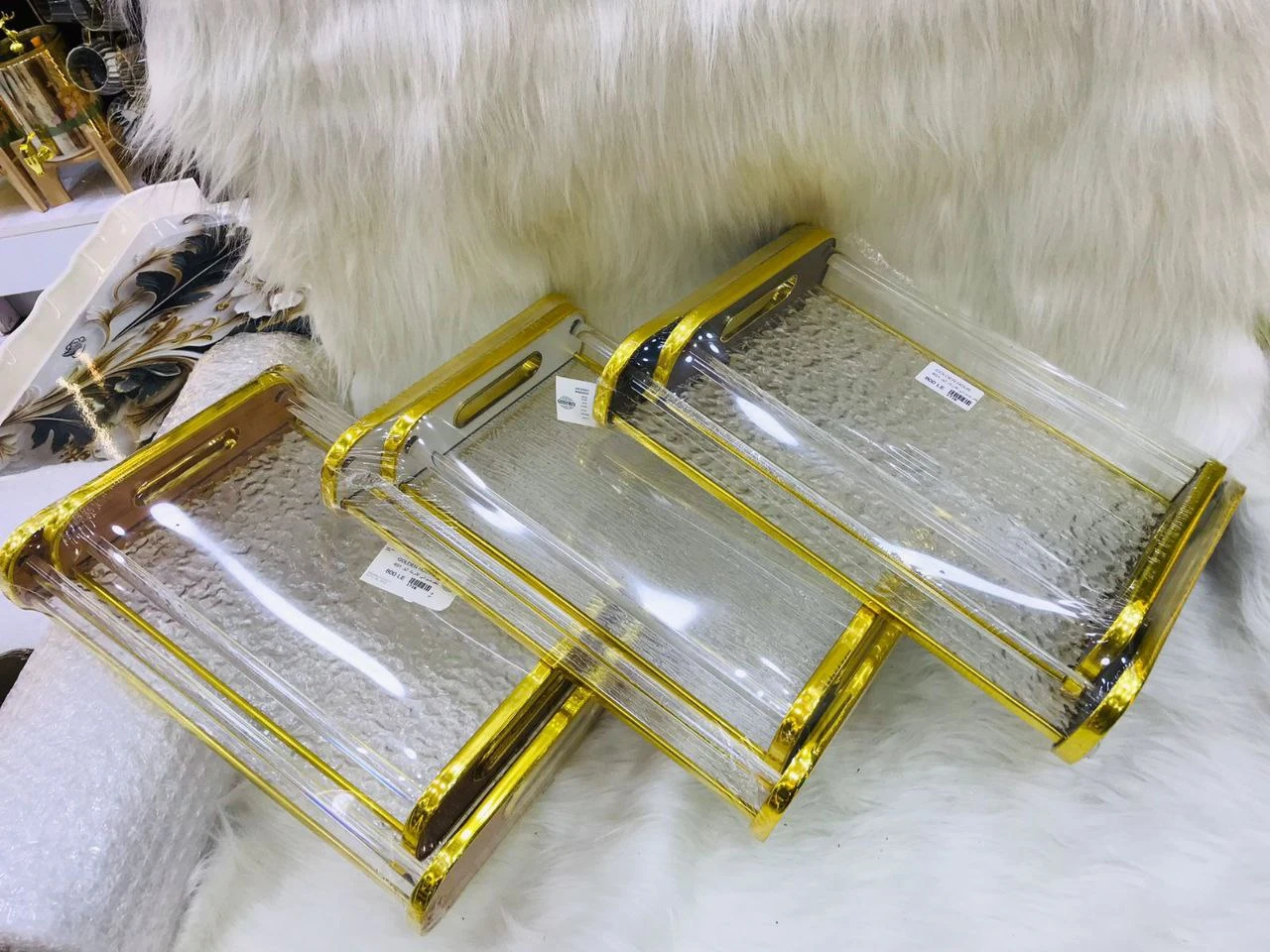 طقم صواني 2 قطعه اكريلك مدهب-منتجات ارشيا - مصر